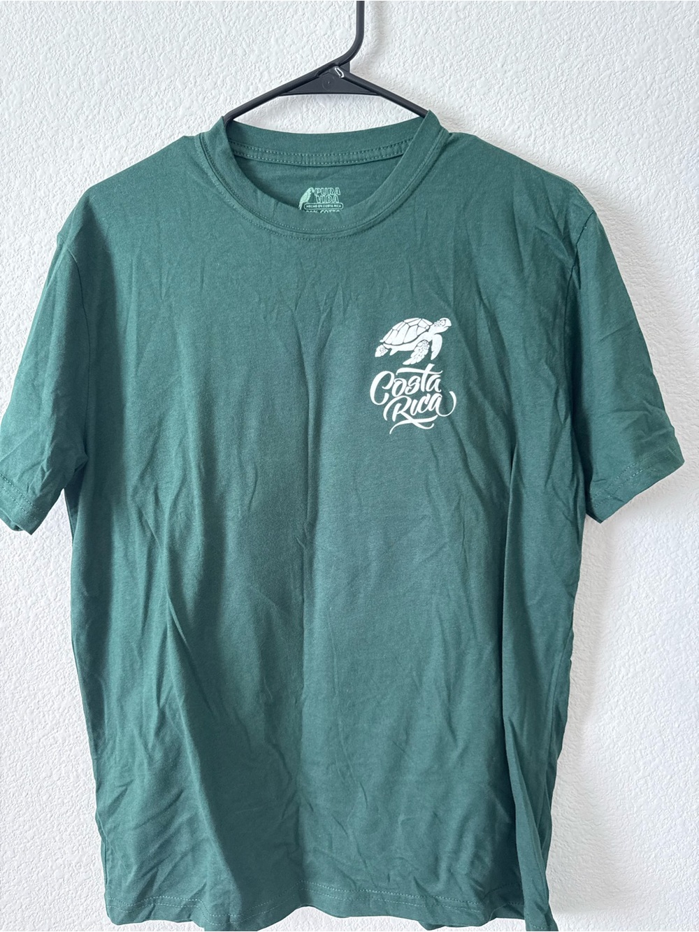 Pura Vida Dark Green Tee with White Turtle Logo